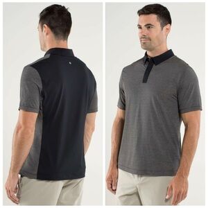 Lululemon Precision Polo Heathered Soot Shirt Short Sleeve Tee Gray Sz L